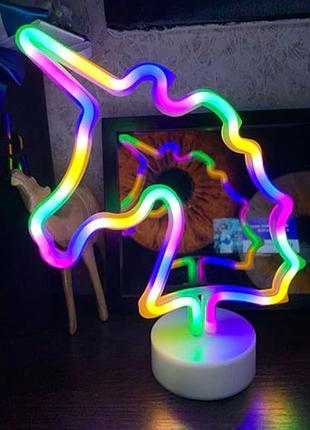 Ночник неоновый лампа Единорог Rainbow