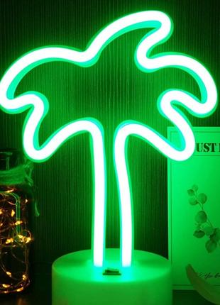 Ночник неоновый лампа Пальма зеленая