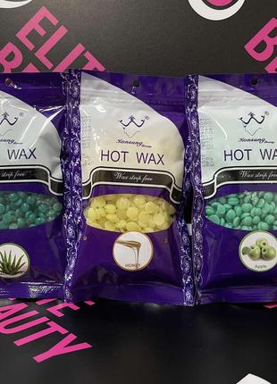 Профессиональный цветной воск Hot Wax 100 гр алое вера, мед, я...