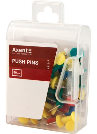 Кнопки - бочки, 50 штук, кольорові, пластиковий контейнер, AXENT