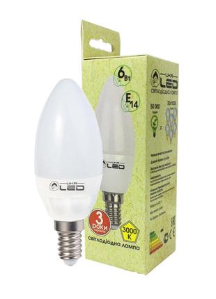Світлодіодна лампа UkrLed Е14 6 W (Свічка) 3000 К