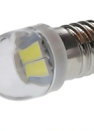 LED лампочка для фонарика Е10 6V 6000K холодный свет