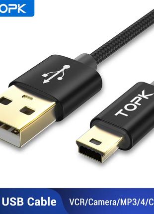 Mini USB кабель TOPK AN82 в оплётки чёрный Mini-B