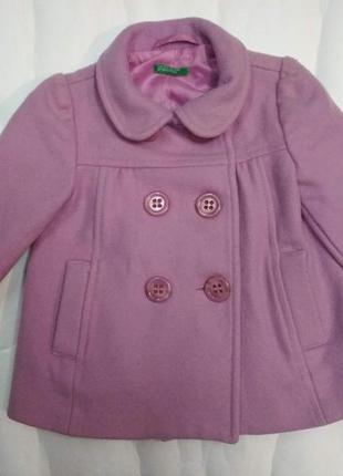 Кашемировое пальто для девочки benetton  0-1 года