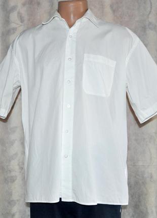 Белая мужская хлопковая рубашка russell с коротким рукавом.