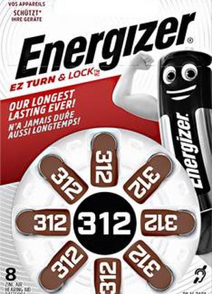 Батарейки Energizer для слуховых аппаратов, ZA312 /PR41 бл. 8шт