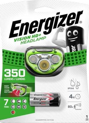 Фонарик налобный Energizer HL Vision HD + 350лм + 3xAAA зелёный