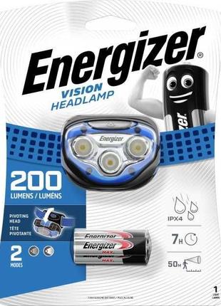 Фонарик налобный Energizer HL Vision 200 лм + 3xAAA HDA323 синий