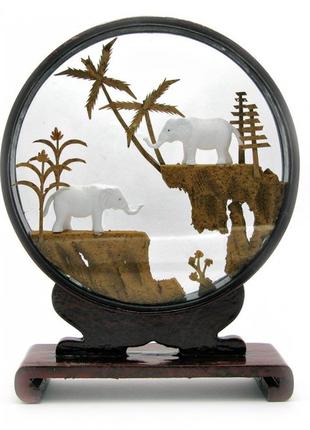 Пробковая скульптура восточное искусство (17х23 см)