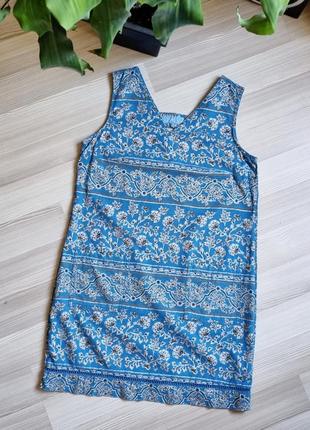 Плаття сукня з льону next сарафан блакитний у квітки етно стиль