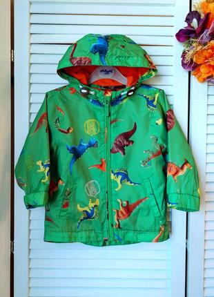 Куртка вітровка зелена в принт динозаври 🦕🦖на мальчика 2-3 го...
