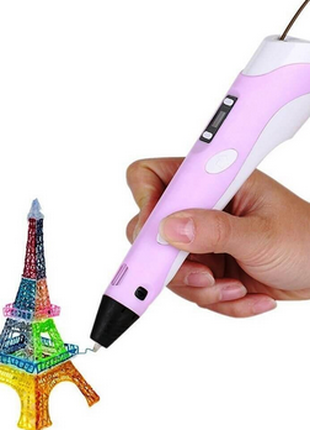 3D Ручка PEN-2 с LCD-дисплеем + Пластик! Крутая ручка РОЗОВАЯ