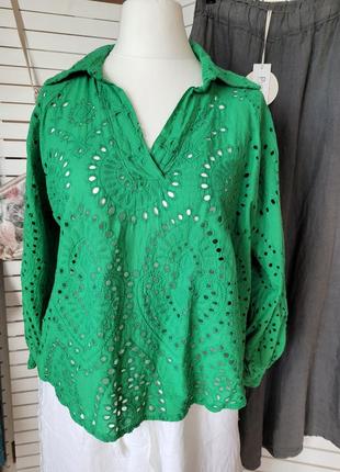 Блуза-рубашка италия, зеленый