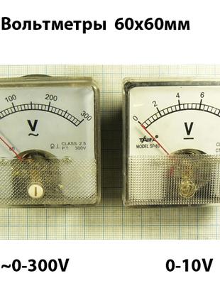 Вольтметр стрелочный SF-60 60×60мм шкала +0...10V