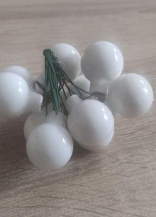 Новорічна кулька 1,5 см скляна дріт біла мікс