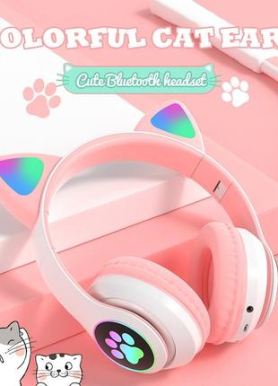 Беспроводные MP3 Наушники Кошачьи ушки с подсветкой Cat Ear, B...