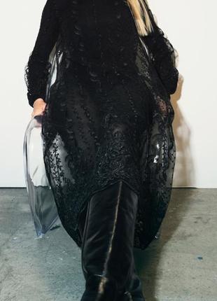 Полупрозрачное платье zara с вышивкой