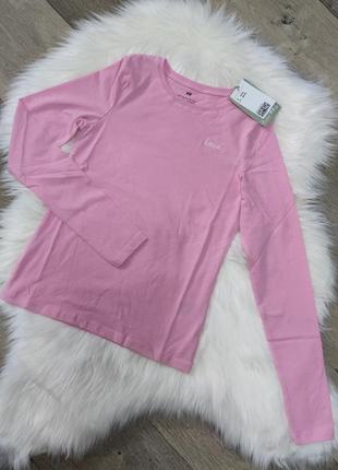 Реглан футболка з довгим рукавом кофточка h&m рожева з бавовни