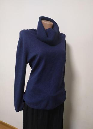 Темно синій кашеміровий шерстяний светр кофта пуловер