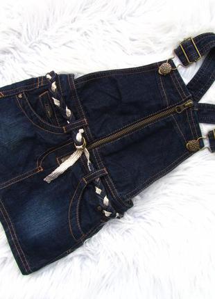 Стильный джинсовый сарафан с поясом kiabi
