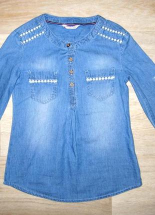 Сорочка туніка джинсова для дівчинки розмір 116 літній котон