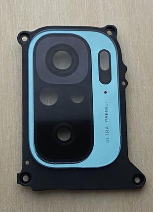 Основное стекло камеры Xiaomi Redmi Note 10 в рамке, цвет - Зе...
