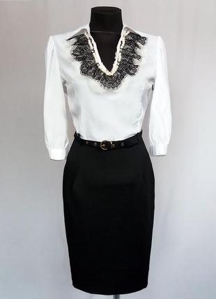 Суперцена. стильное черно белое платье, кружево. туречковая. н...