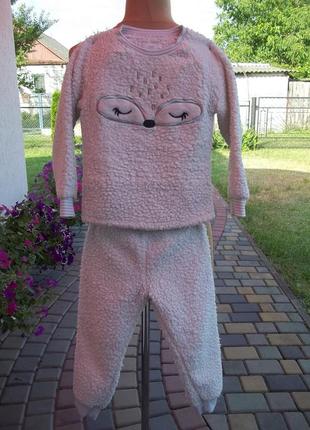 ( 5 - 6 лет ) детская флисовая пижама костюм теплый для девочки