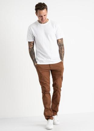 Мужские качественные  коричневые джинси-брюки на высоких мужчи...