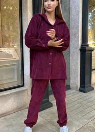Прогулочный вельветовый костюм в стиле овесайз  sin2003-294-pве