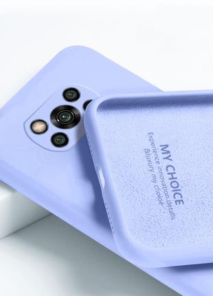 Силиконовый чехол для Xiaomi Poco X3 NFC Голубой микрофибра so...