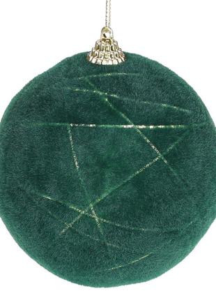 Набор (12шт.) бархатных шаров для ёлки 10см, цвет - зеленый