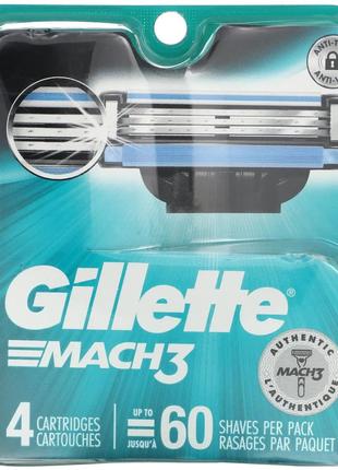 Gillette, Сменные кассеты Mach3, 4 шт.