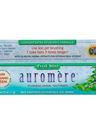 Auromere, Аюрведическая зубная паста на травах, свежая мята, 1...
