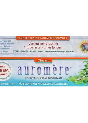 Auromere, Аюрведическая зубная паста на травах, классическая, ...