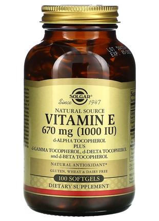 Solgar, Витамин Е природного происхождения, 670 мг (1000 МЕ), ...