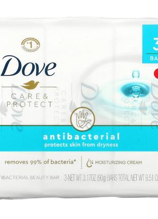 Dove, Care & Protect, антибактериальное косметическое мыло, 3 ...