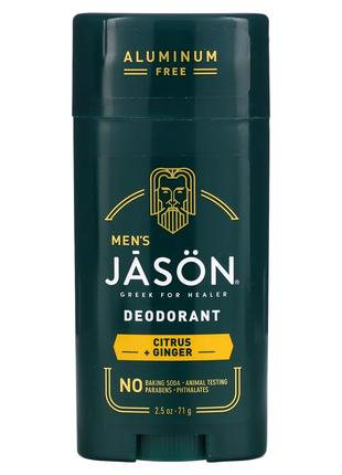 Jason Natural, Для мужчин, дезодорант, цитрус и имбирь, без ал...