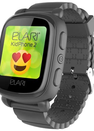 Детские смарт-часы с GPS-трекером ELARI KidPhone 2 Black(KP-2B)