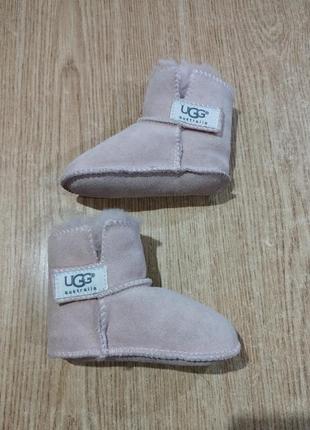 Меховые пинетки ugg розовые овчина теплые