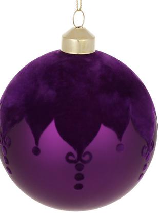 Набор (9шт.) ёлочных шаров с узором 10см, цвет - пурпурный