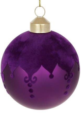 Набор (12шт.) ёлочных шаров с узором 8см, цвет - пурпурный