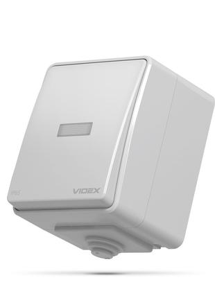 Выключатель внешний одноклавишный Videx Binera IP65 серый с по...