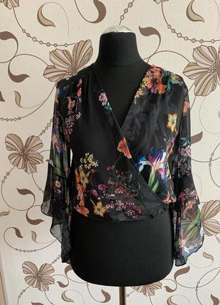 Укороченный топ, блуза с цветочным принтом rinascimento, р.м, ...