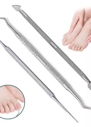 Набір інструментів для догляду за нігтями на ногах 3шт двостор...