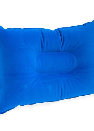 Синя подушка для подорожей надувна 34х23 см, подушка надувна т...