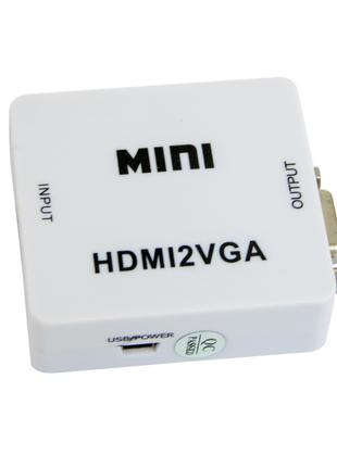 Перехідник з HDMI на VGA з доп харчуванням MINI HDMI2VGA Білий...