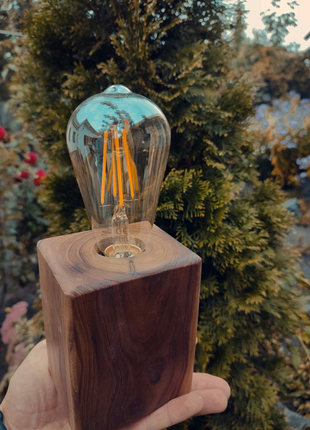 Світильник настільний дерев'яний лампа куб