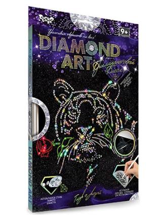 Алмазная вышивка " Тигр с розой " Diamond art частичная выклад...