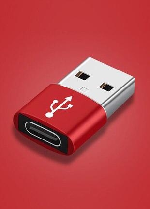 Адаптер для кабеля Type-C на USB Type-A переходник коннектор RED